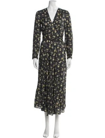 Pre-owned Doen Floral Print Midi Length Dress In Green