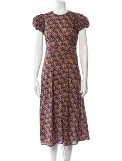 Pre-owned Doen Floral Print Midi Length Dress In Multi