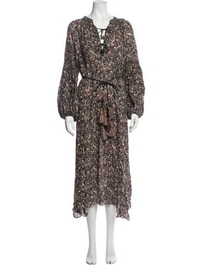 Pre-owned Doen Floral Print Midi Length Dress In Multi