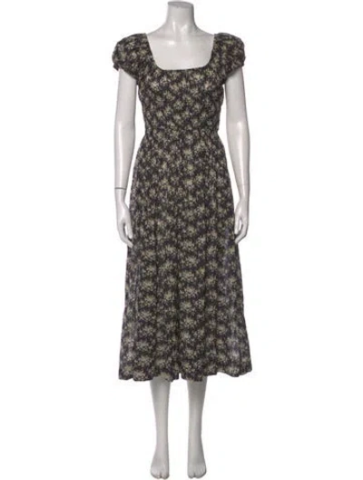 Pre-owned Doen Floral Print Midi Length Dress In Multi
