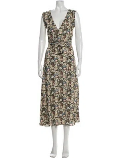 Pre-owned Doen Floral Print Midi Length Dress In Multi