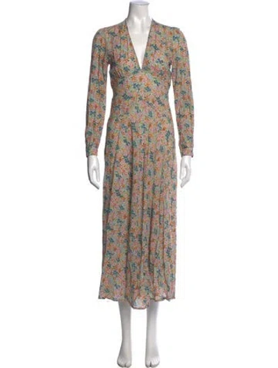 Pre-owned Doen Floral Print Midi Length Dress In Multi