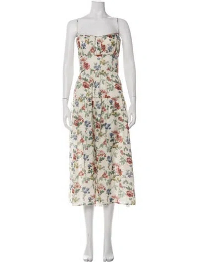 Pre-owned Doen Floral Print Midi Length Dress In Multi