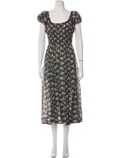 Pre-owned Doen Floral Print Midi Length Dress In Multicolor