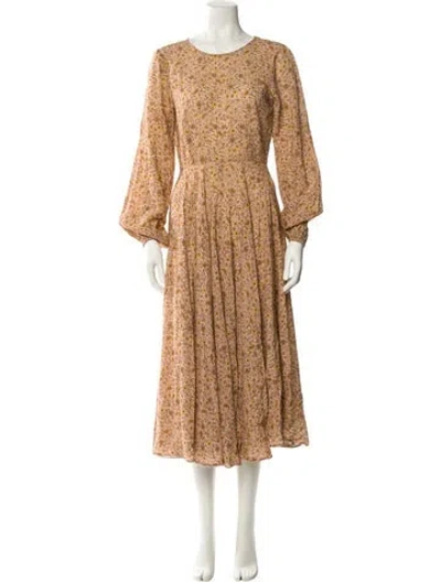 Pre-owned Doen Floral Print Midi Length Dress In Neutral