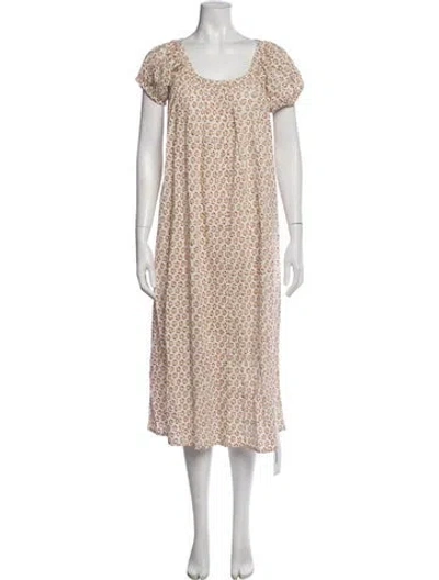 Pre-owned Doen Floral Print Midi Length Dress In Neutral