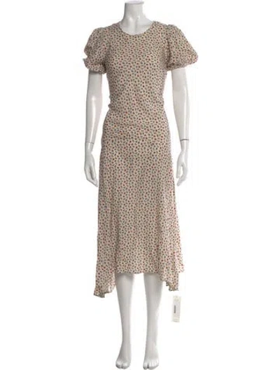 Pre-owned Doen Floral Print Midi Length Dress In Neutral