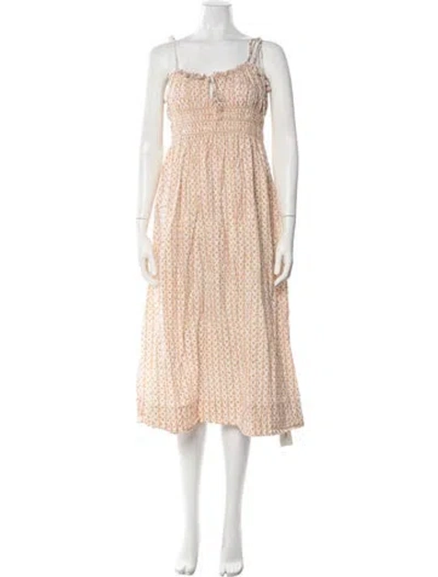 Pre-owned Doen Floral Print Midi Length Dress In Neutral