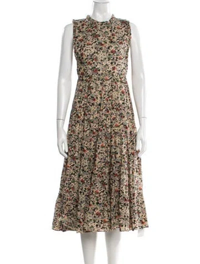 Pre-owned Doen Floral Print Midi Length Dress In Neutral
