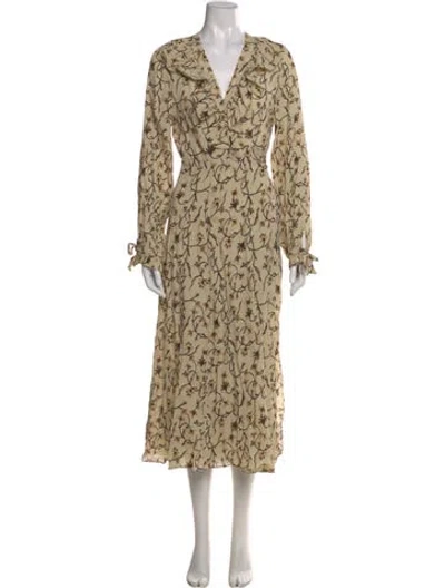 Pre-owned Doen Floral Print Midi Length Dress In Neutral