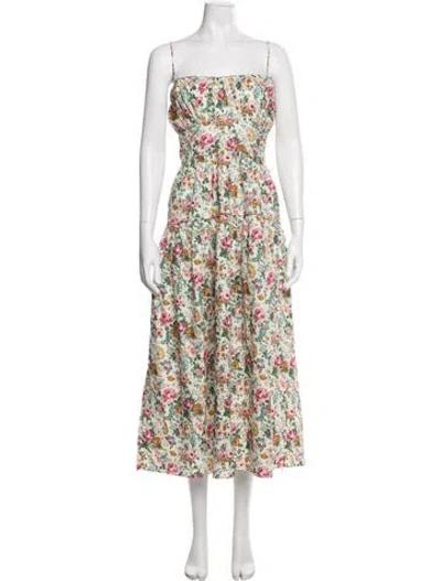 Pre-owned Doen Floral Print Midi Length Dress In Neutral