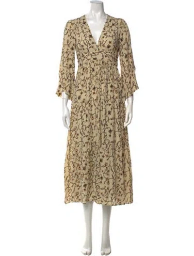 Pre-owned Doen Floral Print Midi Length Dress In Neutrals