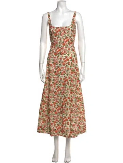 Pre-owned Doen Floral Print Midi Length Dress In Neutrals