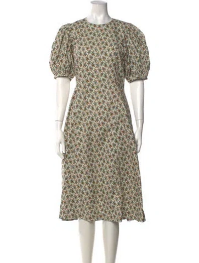 Pre-owned Doen Floral Print Midi Length Dress In Neutrals
