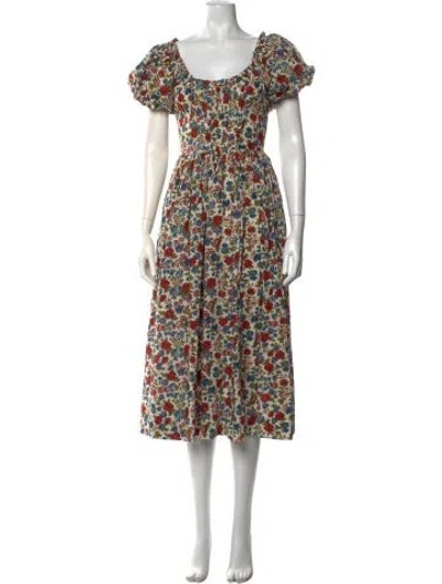 Pre-owned Doen Floral Print Midi Length Dress In Neutrals