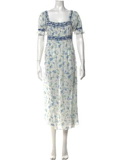 Pre-owned Doen Floral Print Midi Length Dress In Neutrals