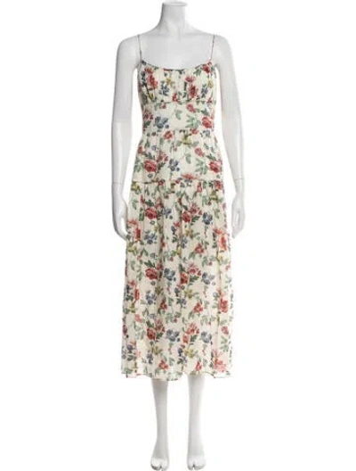 Pre-owned Doen Floral Print Midi Length Dress In Neutrals/pink