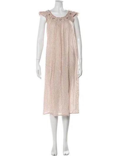 Pre-owned Doen Floral Print Midi Length Dress In Pink
