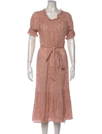 Pre-owned Doen Floral Print Midi Length Dress In Pink