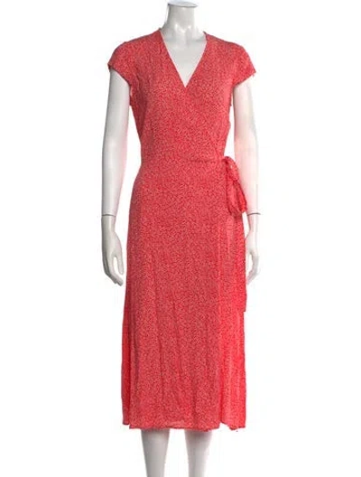 Pre-owned Doen Floral Print Midi Length Dress In Red
