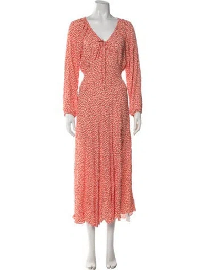 Pre-owned Doen Floral Print Midi Length Dress In Red