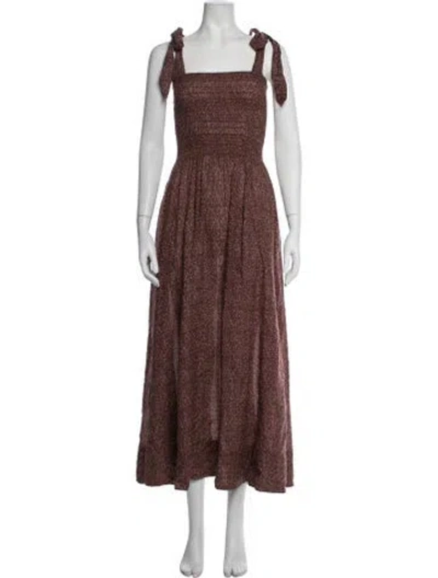 Pre-owned Doen Floral Print Midi Length Dress In Red