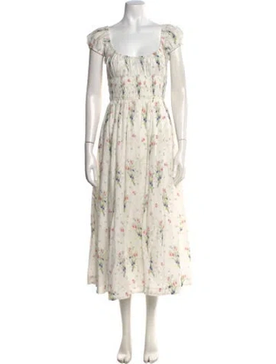 Pre-owned Doen Floral Print Midi Length Dress W/ Tags In Blue
