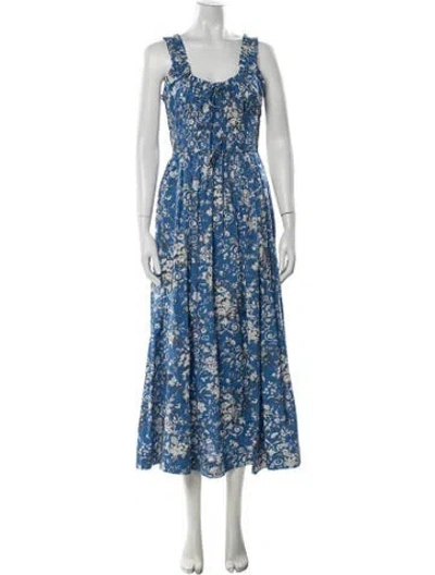 Pre-owned Doen Floral Print Midi Length Dress W/ Tags In Blue