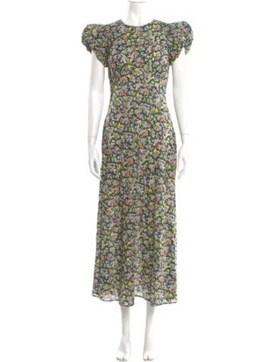 Pre-owned Doen Floral Print Midi Length Dress W/ Tags In Green