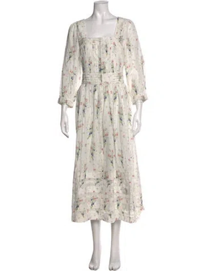 Pre-owned Doen Floral Print Midi Length Dress W/ Tags In Neutral