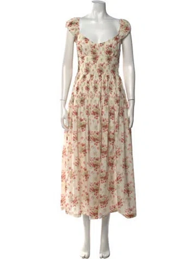 Pre-owned Doen Floral Print Midi Length Dress W/ Tags In Neutrals
