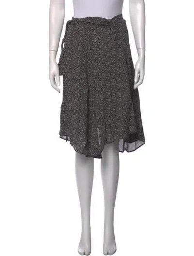 Pre-owned Doen Floral Print Midi Length Skirt In Black