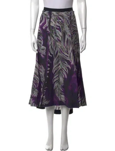 Pre-owned Doen Floral Print Midi Length Skirt In Purple
