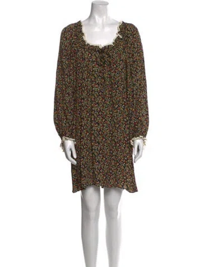 Pre-owned Doen Floral Print Mini Dress In Black