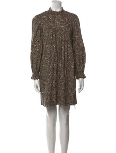 Pre-owned Doen Floral Print Mini Dress In Black