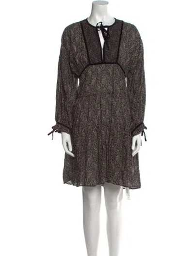 Pre-owned Doen Floral Print Mini Dress In Black