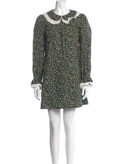 Pre-owned Doen Floral Print Mini Dress In Black