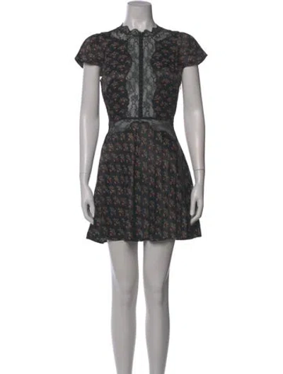 Pre-owned Doen Floral Print Mini Dress In Black