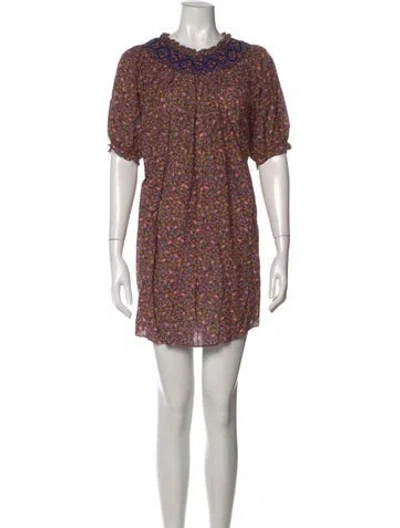 Pre-owned Doen Floral Print Mini Dress In Black