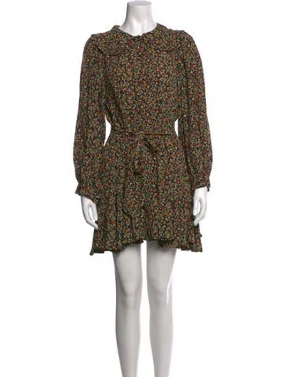 Pre-owned Doen Floral Print Mini Dress In Black