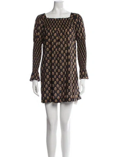 Pre-owned Doen Floral Print Mini Dress In Black