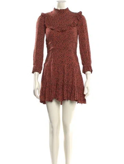 Pre-owned Doen Floral Print Mini Dress In Black/orange