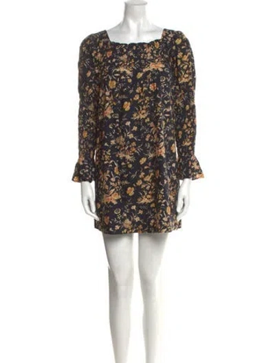 Pre-owned Doen Floral Print Mini Dress In Blue