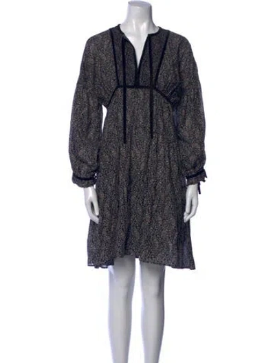 Pre-owned Doen Floral Print Mini Dress In Blue