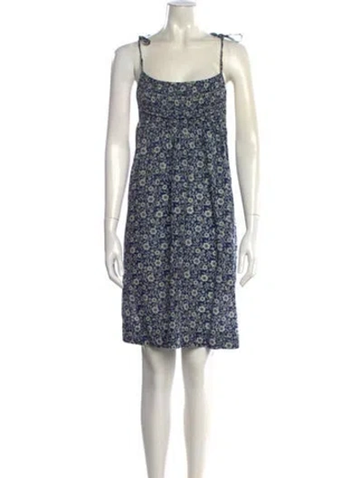 Pre-owned Doen Floral Print Mini Dress In Blue