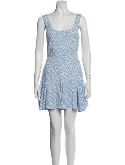 Pre-owned Doen Floral Print Mini Dress In Blue