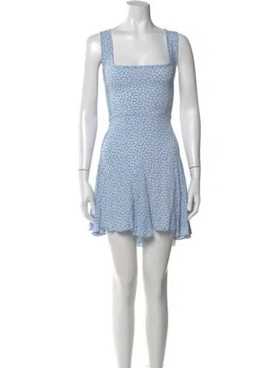 Pre-owned Doen Floral Print Mini Dress In Blue