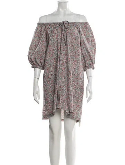 Pre-owned Doen Floral Print Mini Dress In Blue