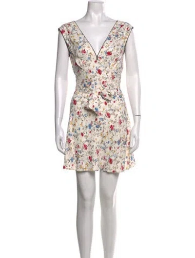Pre-owned Doen Floral Print Mini Dress In Blue