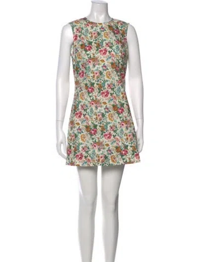 Pre-owned Doen Floral Print Mini Dress In Blue